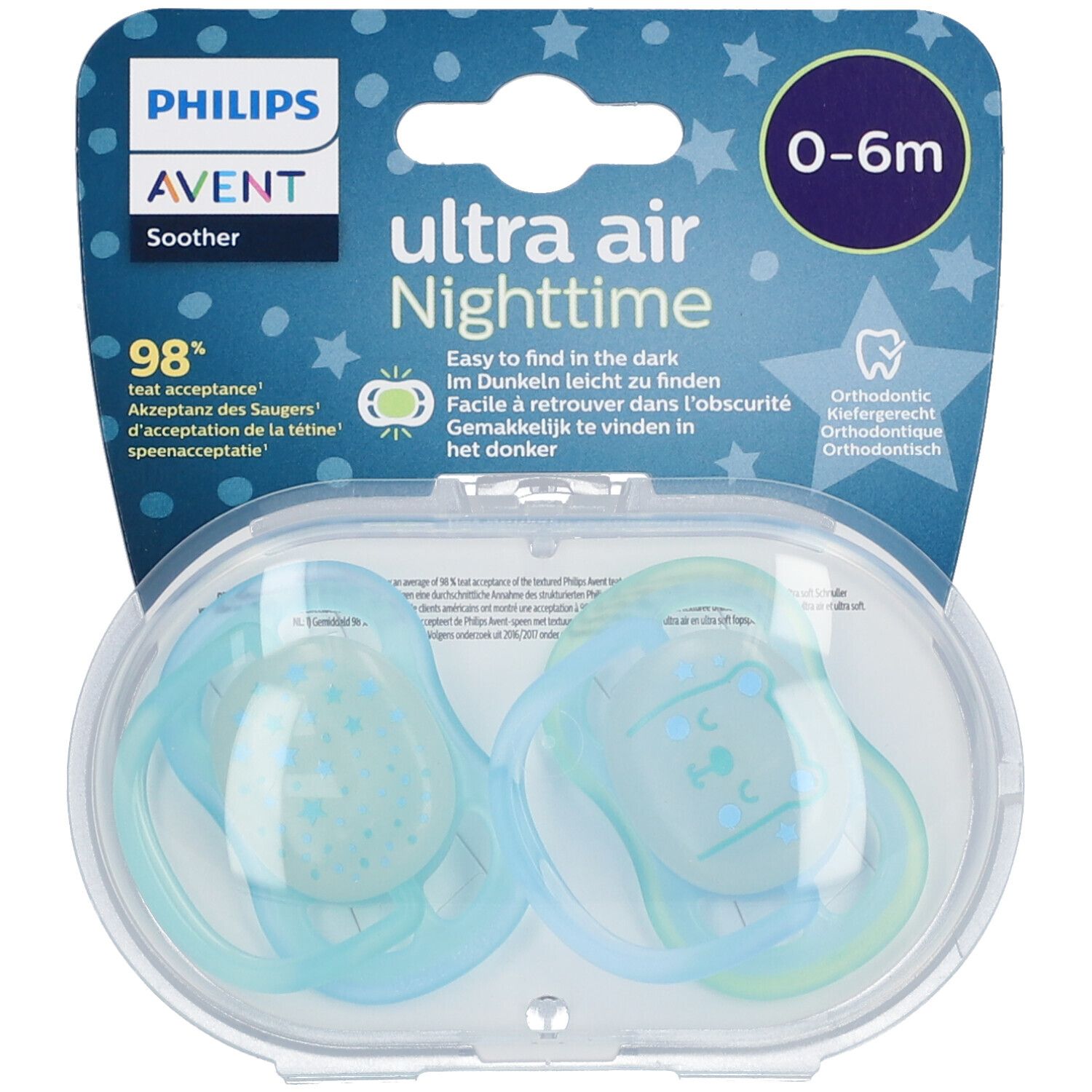 Avent Schnuller Ultra Air Night Boy 0-6 Monate (Farbe nicht wählbar)