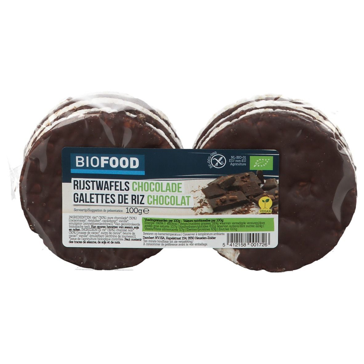 BIOFOOD Reiswaffeln mit Schokolade BIO 100 g - Redcare Apotheke