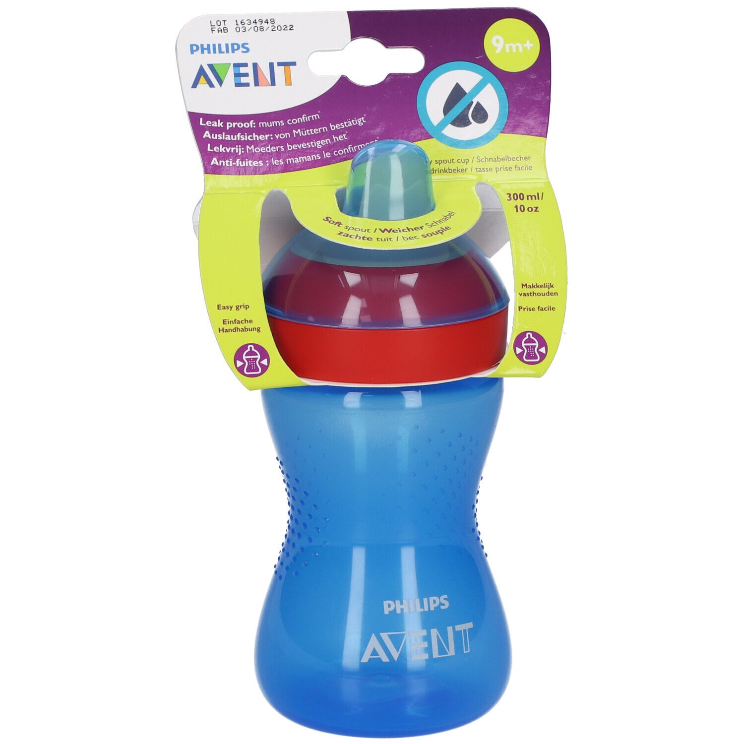 Avent Tasse à bec souple Bleu 300 ml +9 mois