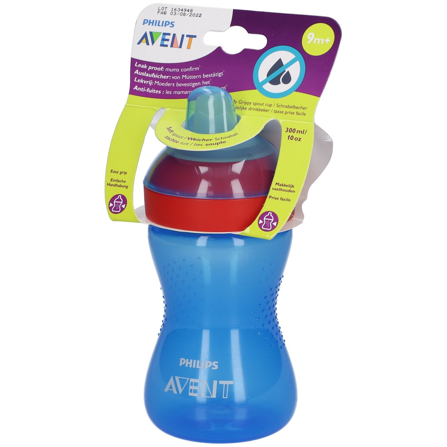 Avent Tasse à bec souple Bleu 300 ml +9 mois