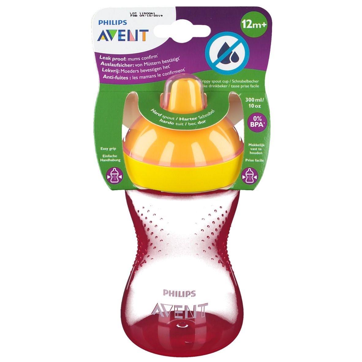 Avent Tasse à bec dur Rouge 300 ml +12 mois