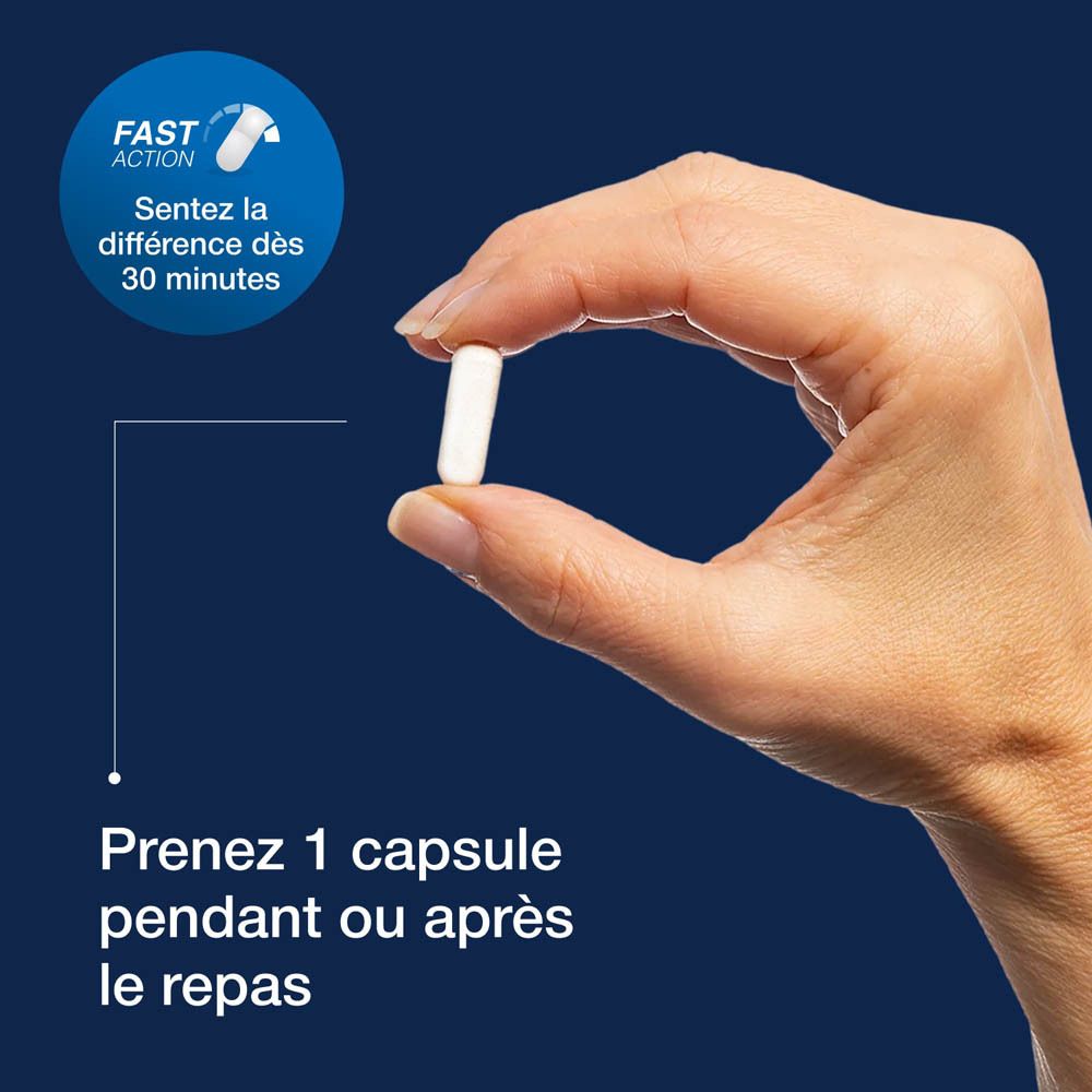 Boîte de MetaDigest Lacto. Contient 15 gélules. Emballage bleu et blanc avec nom et logo du produit.