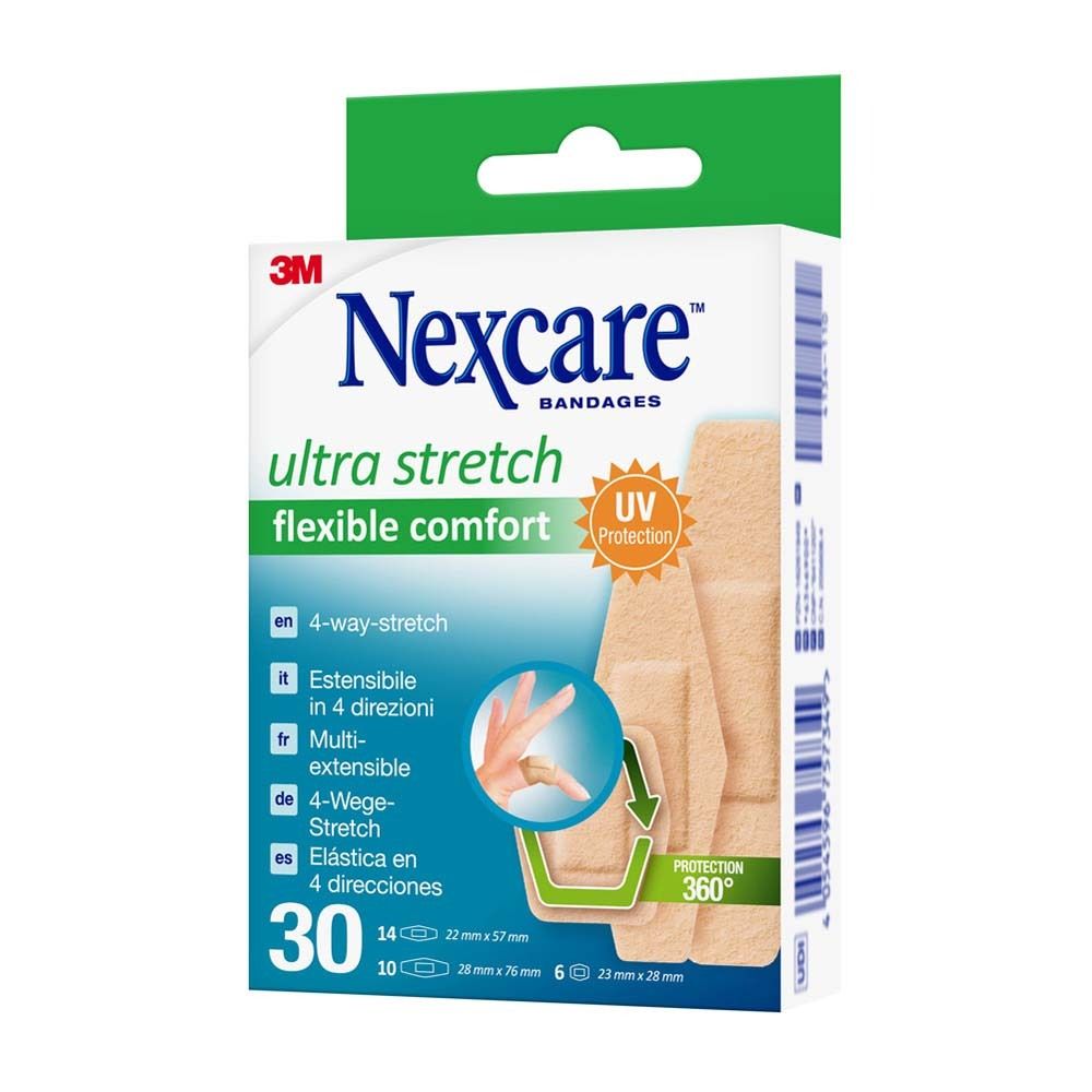 Nexcare ultra stretch Pflasterbox. 30 Pflaster in verschiedenen Größen. 4-Wege-Stretch.