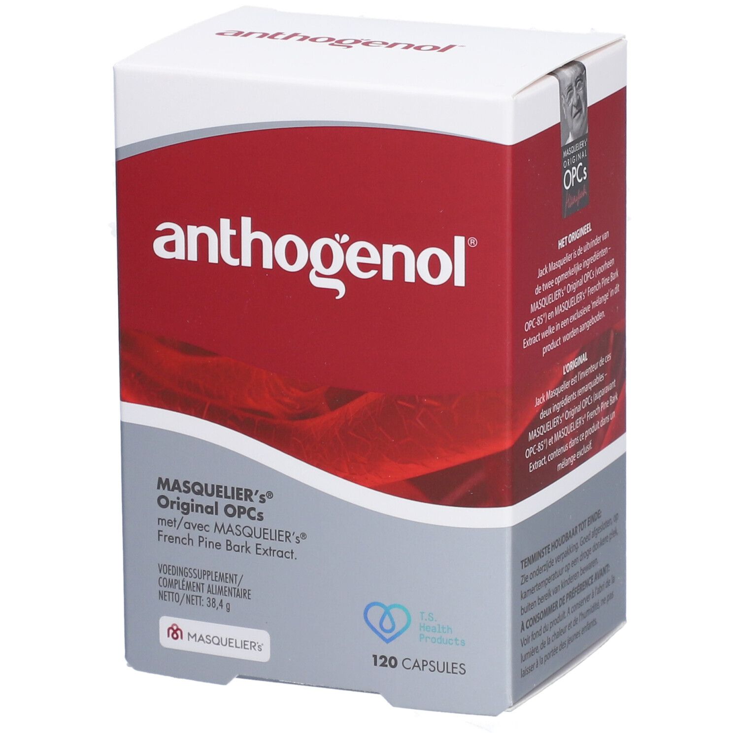 Anthogenol MASQUELIER's Original OPCs Verpackung mit 120 Kapseln.
