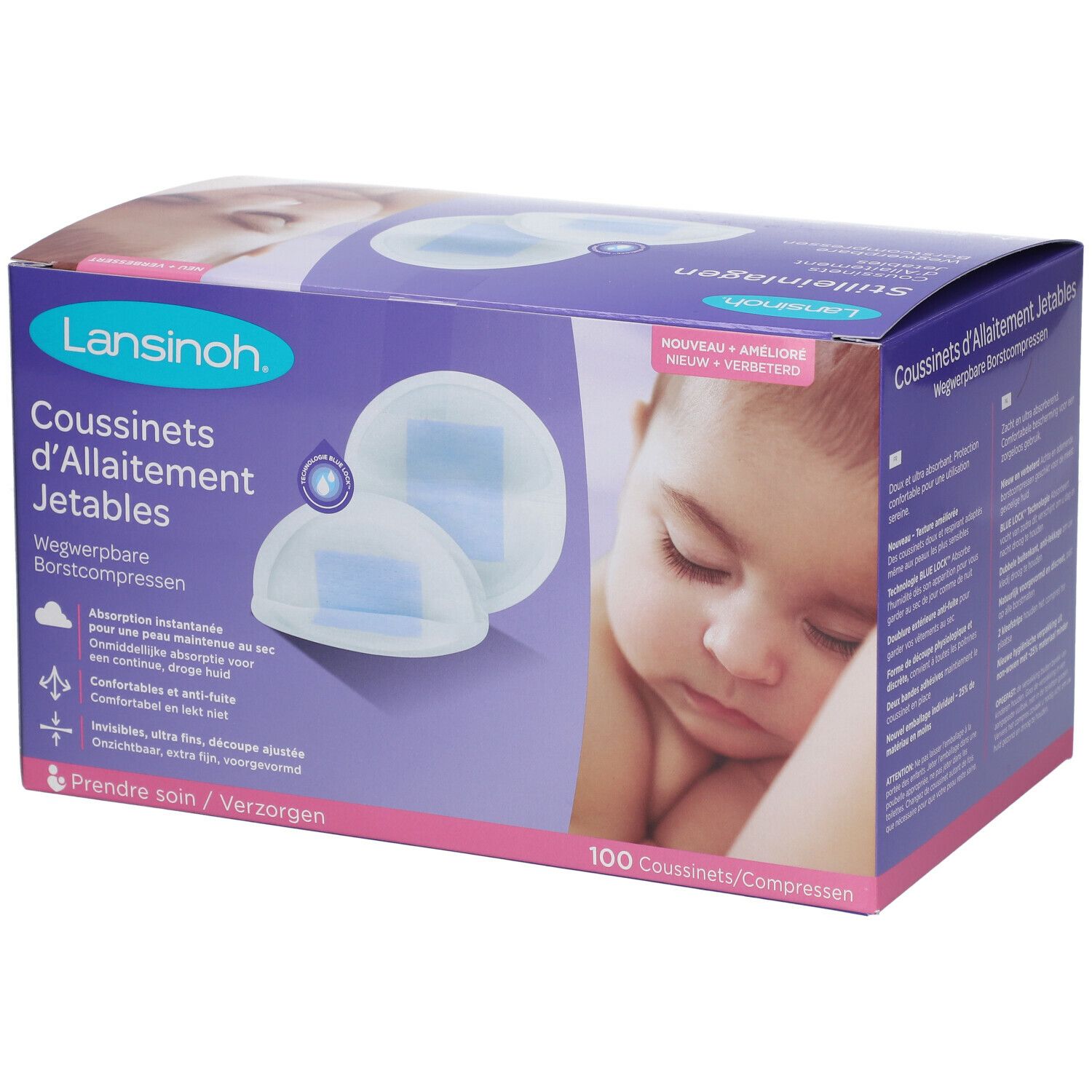 Lansinoh® Coussinets d'allaitement jetables Blue Lock®
