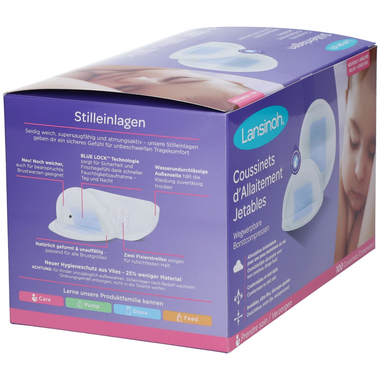 Lansinoh® Coussinets d'allaitement jetables Blue Lock®
