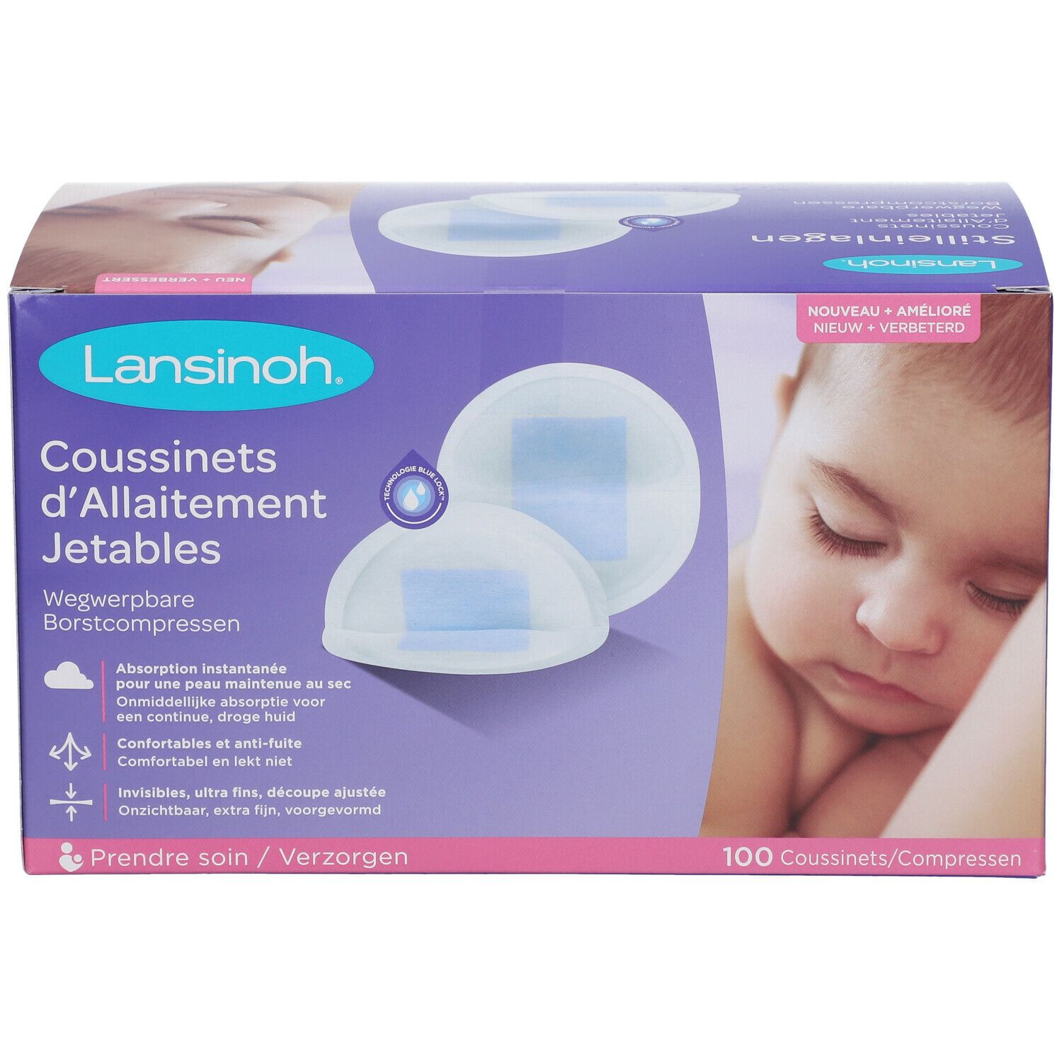 Lansinoh® Coussinets d'allaitement jetables Blue Lock®