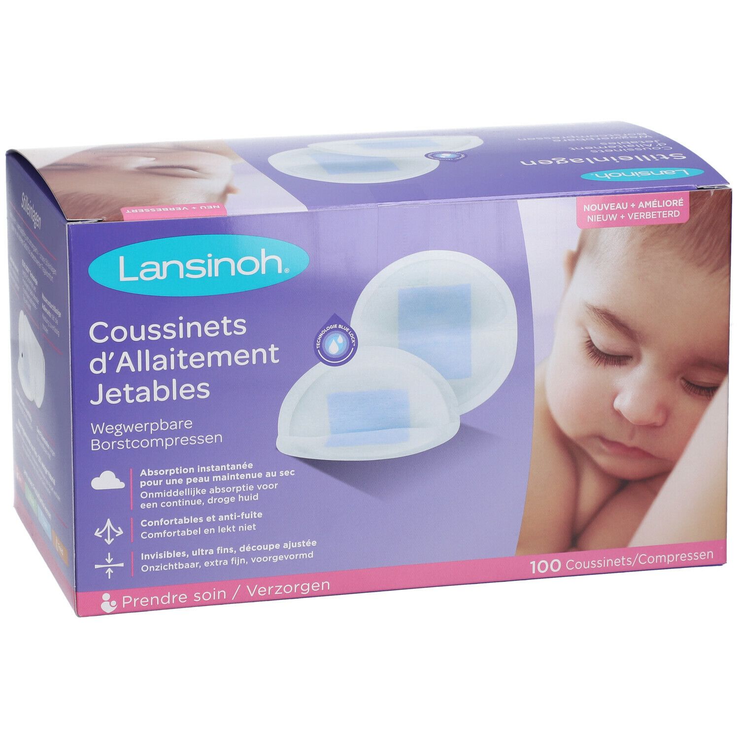 Lansinoh® Coussinets d'allaitement jetables Blue Lock®