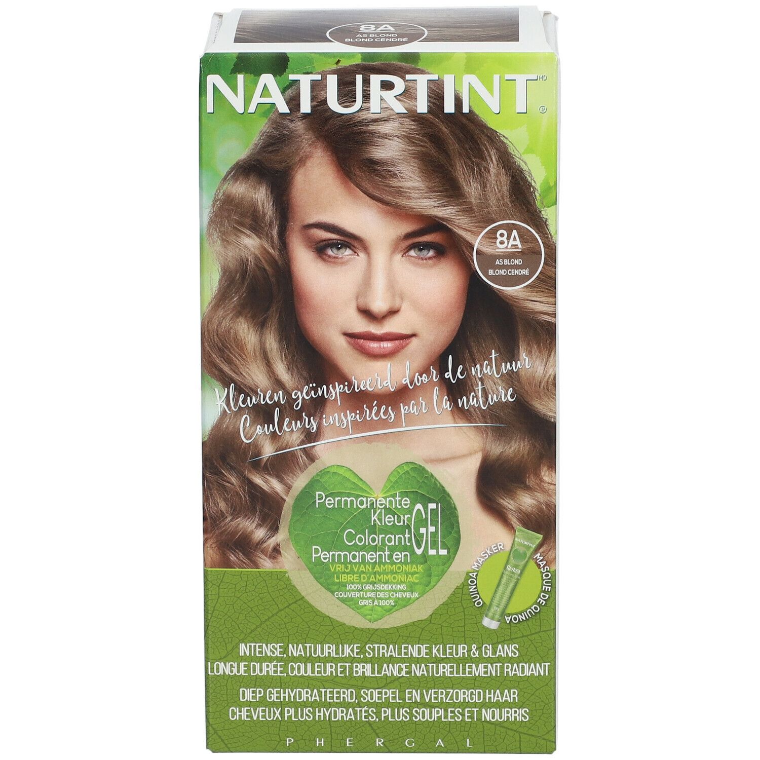 Teinture naturelle permanente blond cendré 8A