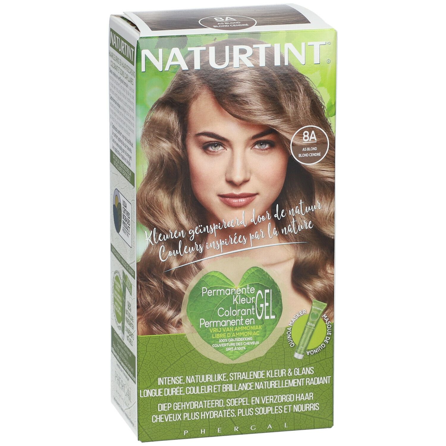 Teinture naturelle permanente blond cendré 8A