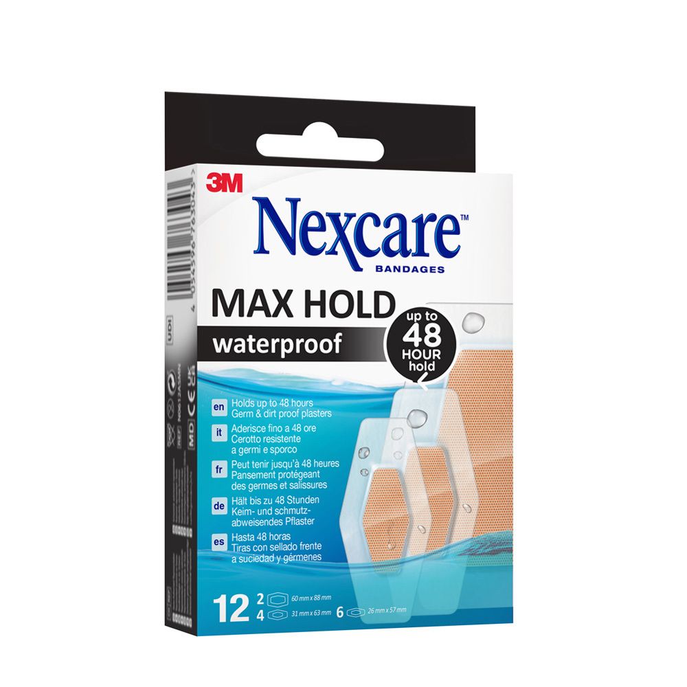 Un bras avec un pansement Nexcare Max Hold waterproof sur le coude. Personne escaladant.