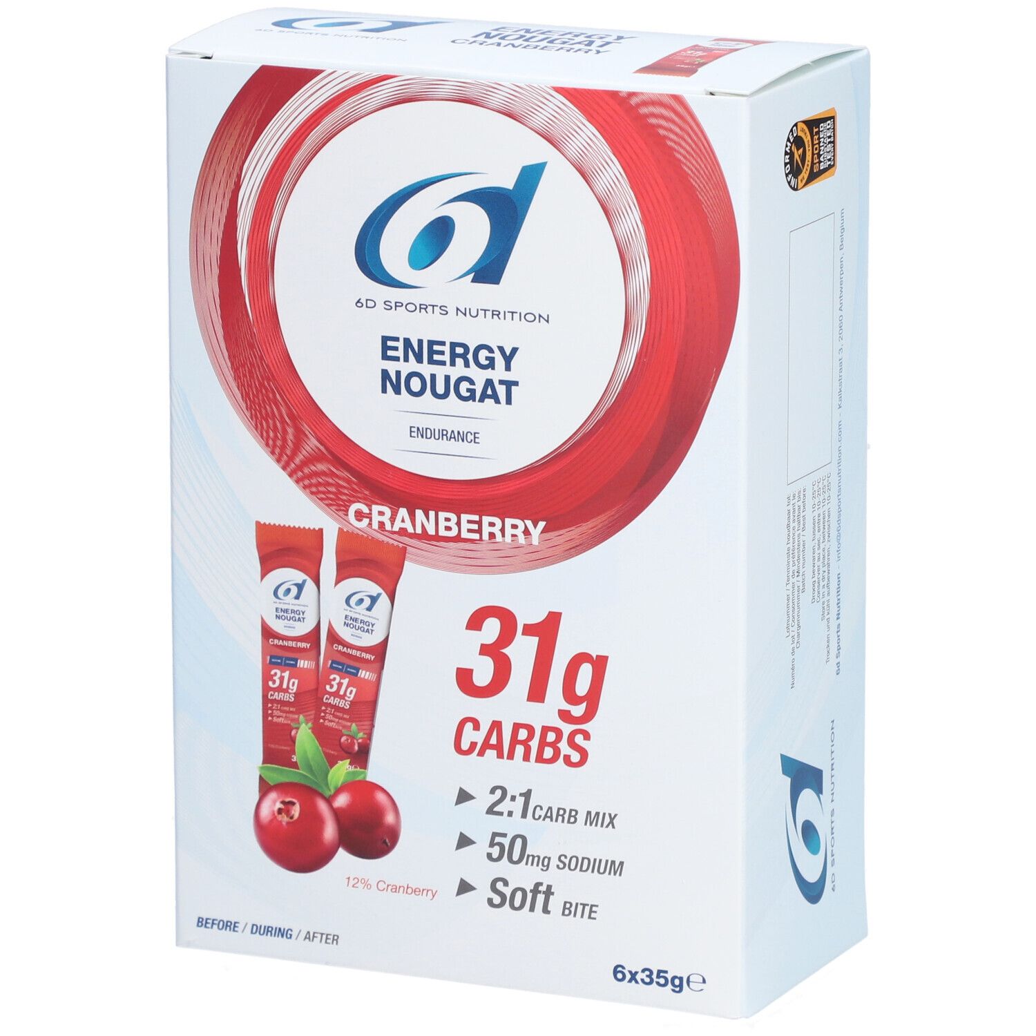 6D Sports Nutrition Energie Nougat-Cranberry