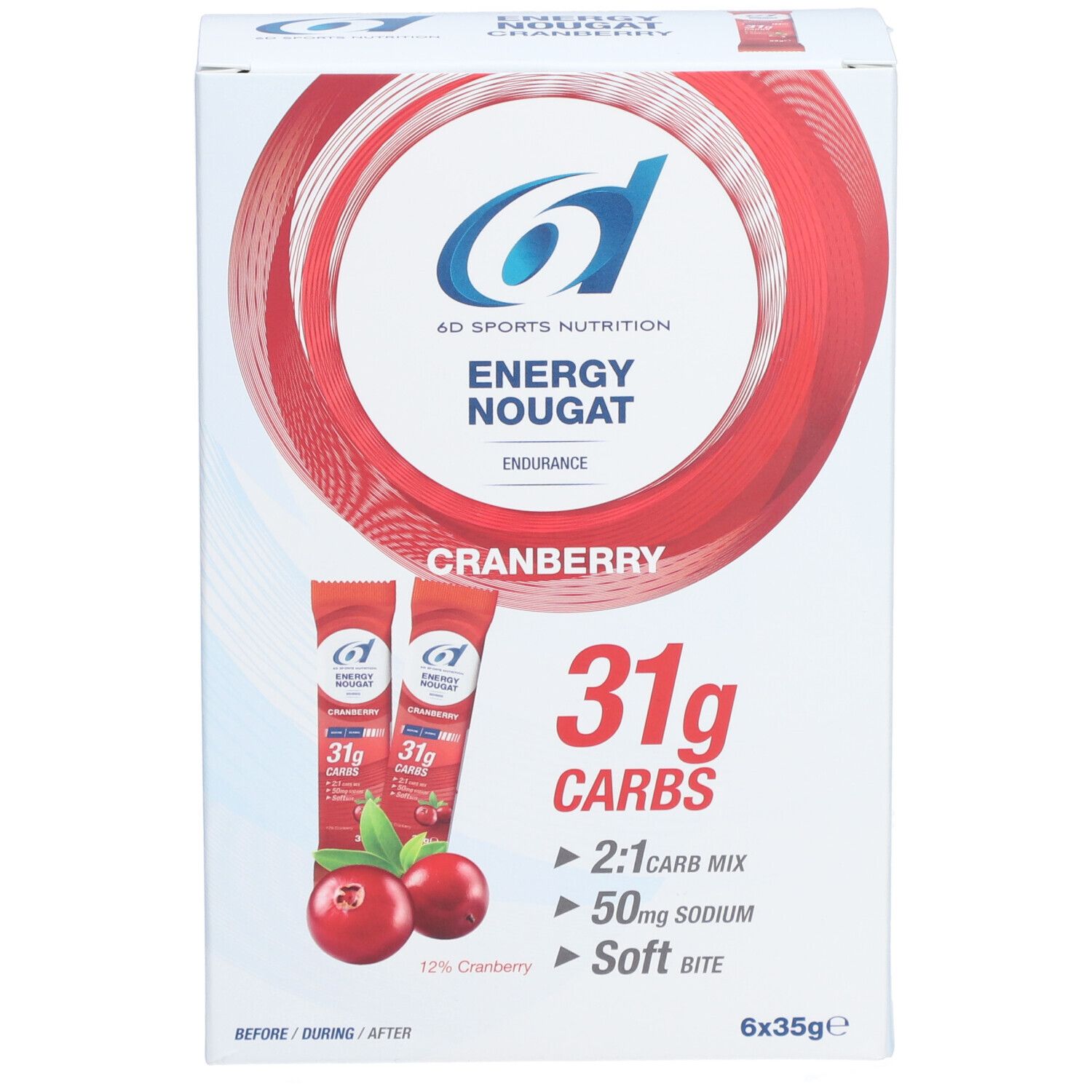 6D Sports Nutrition Energie Nougat-Cranberry