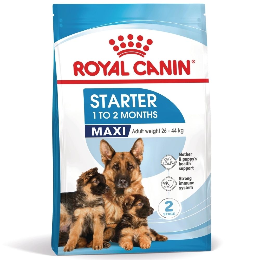 Avant d'un sac de nourriture Royal Canin pour chiots Maxi de 1-2 mois.