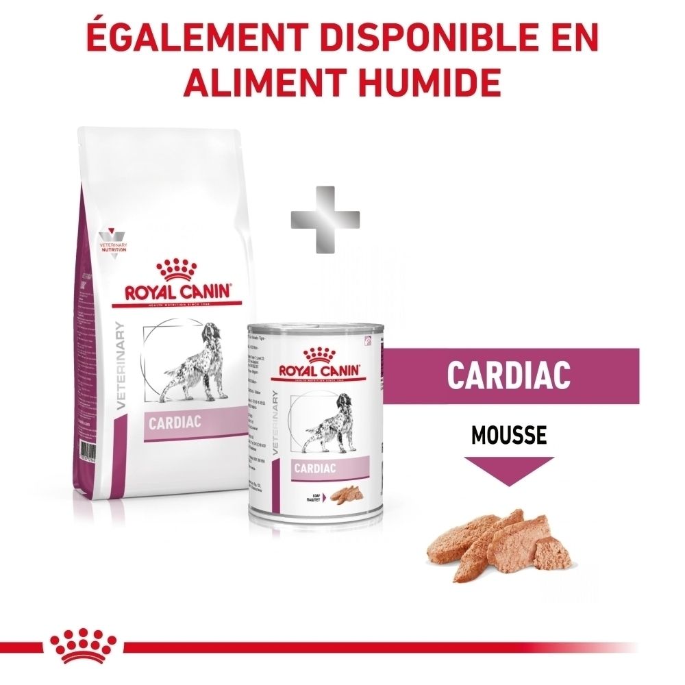 Royal Canin Cardiac Trocken- und Nassfutter für Hunde. Beinhaltet eine Tüte Trockenfutter und eine Dose Nassfutter.