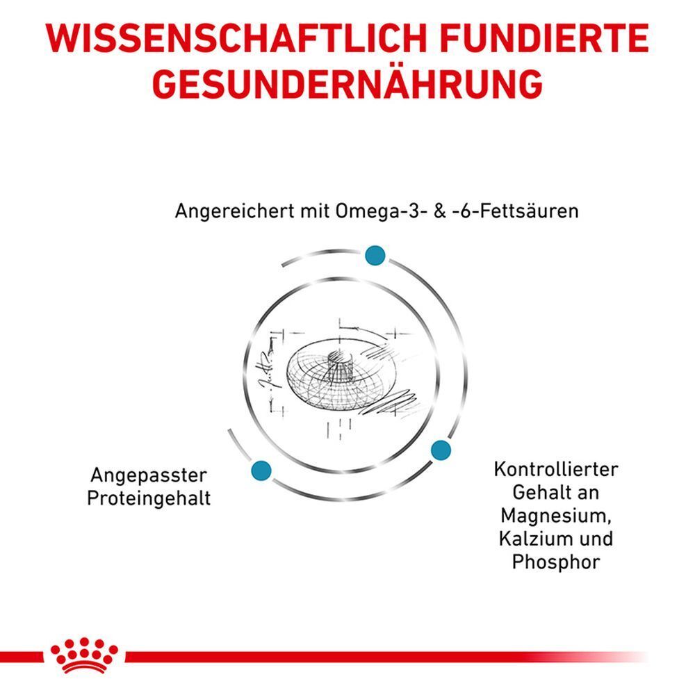 Wissenschaftlich fundierte gesunde Ernährung für Katzen: Angereichert mit Omega-3- & -6-Fettsäuren, angepasster Proteingehalt, kontrollierter Gehalt an Magnesium, Kalzium und Phosphor.