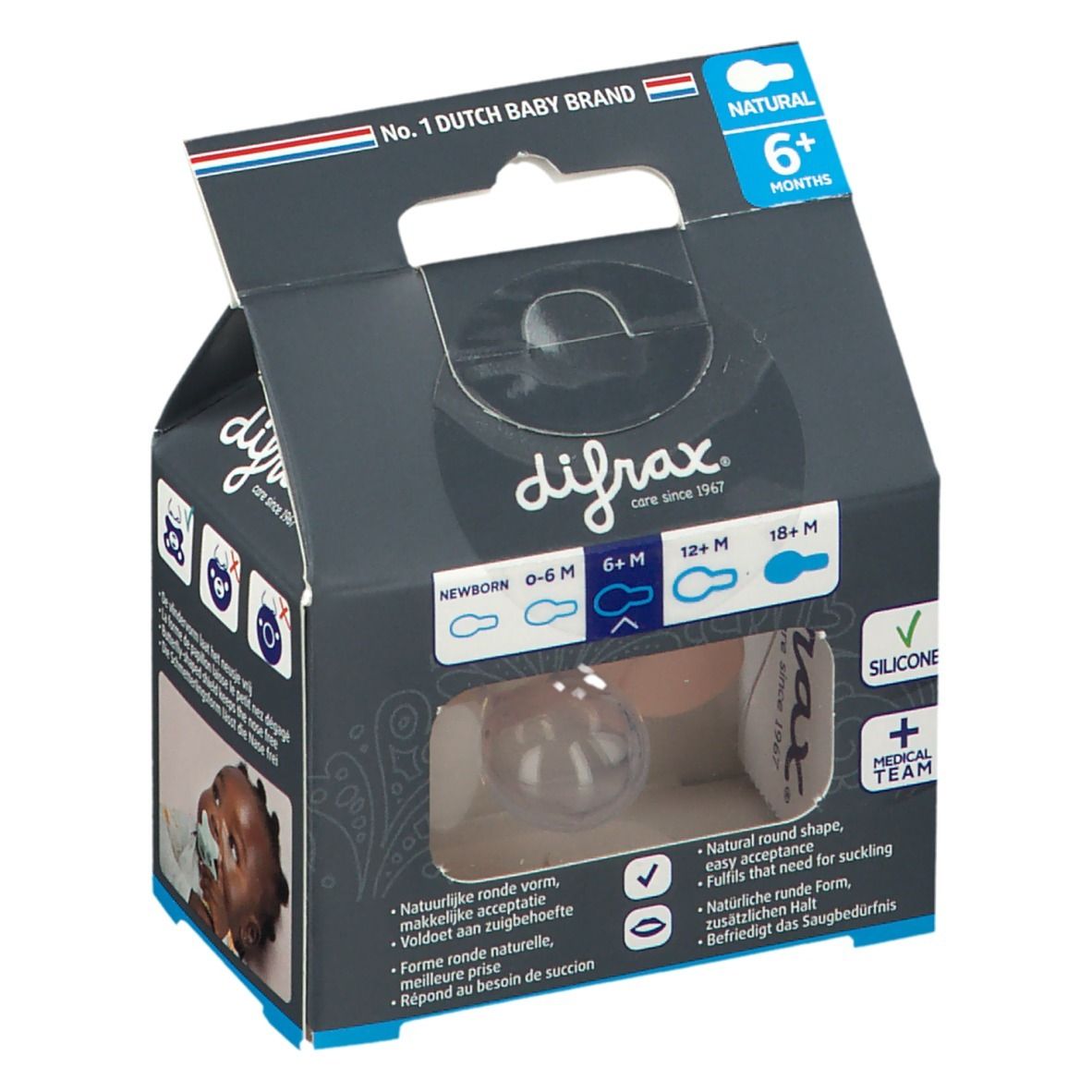 Difrax® Sucette Natural +6 Mois - Blossom (Couleur non sélectionnable)