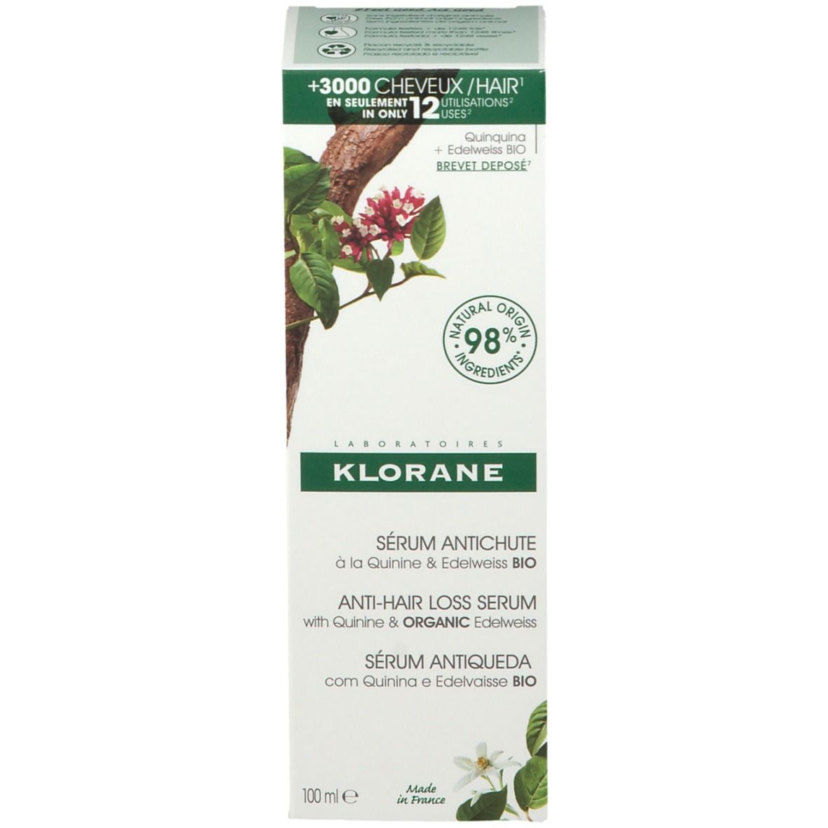 KLORANE Anti-Haarausfall Serum mit Chinin & Edelweiss BIO