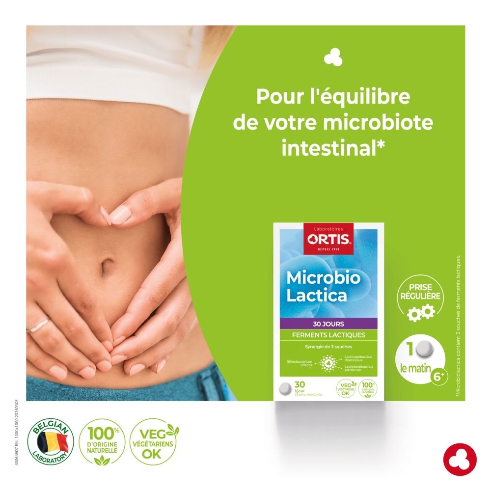 ORTIS Microbio Lactica: 30 jours de ferments lactiques pour l'équilibre de votre microbiote intestinal.