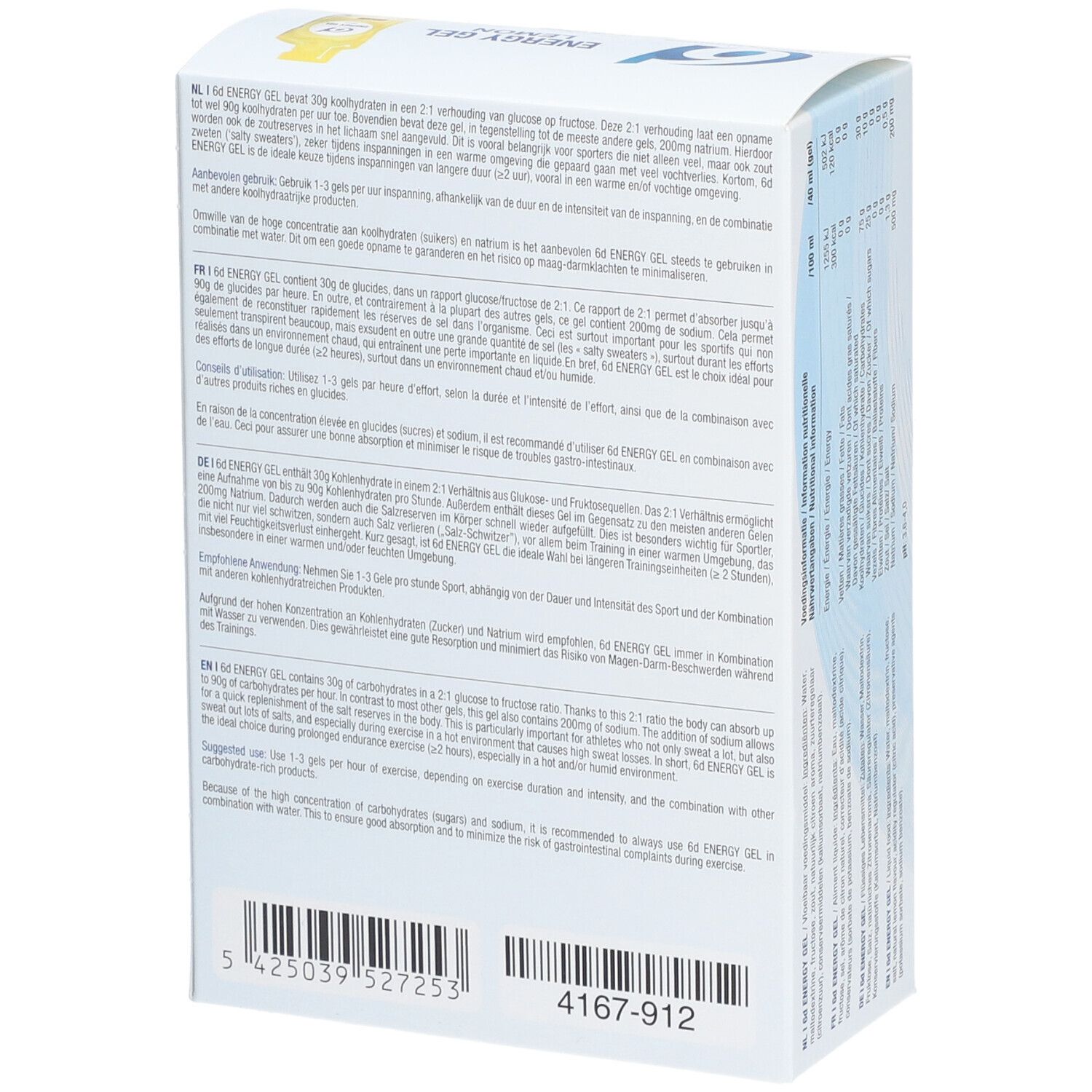 6D Sports Nutrition Energy Gel Citron