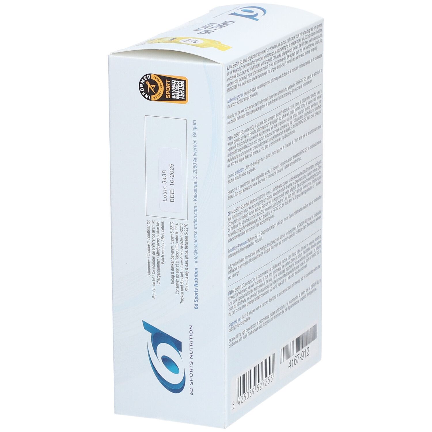 6D Sports Nutrition Energy Gel Citron