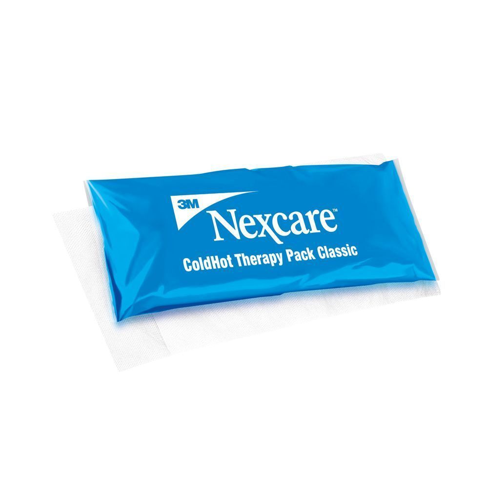 3M Nexcare ColdHot Therapy Pack Classic. Emballage avec produit et personne.