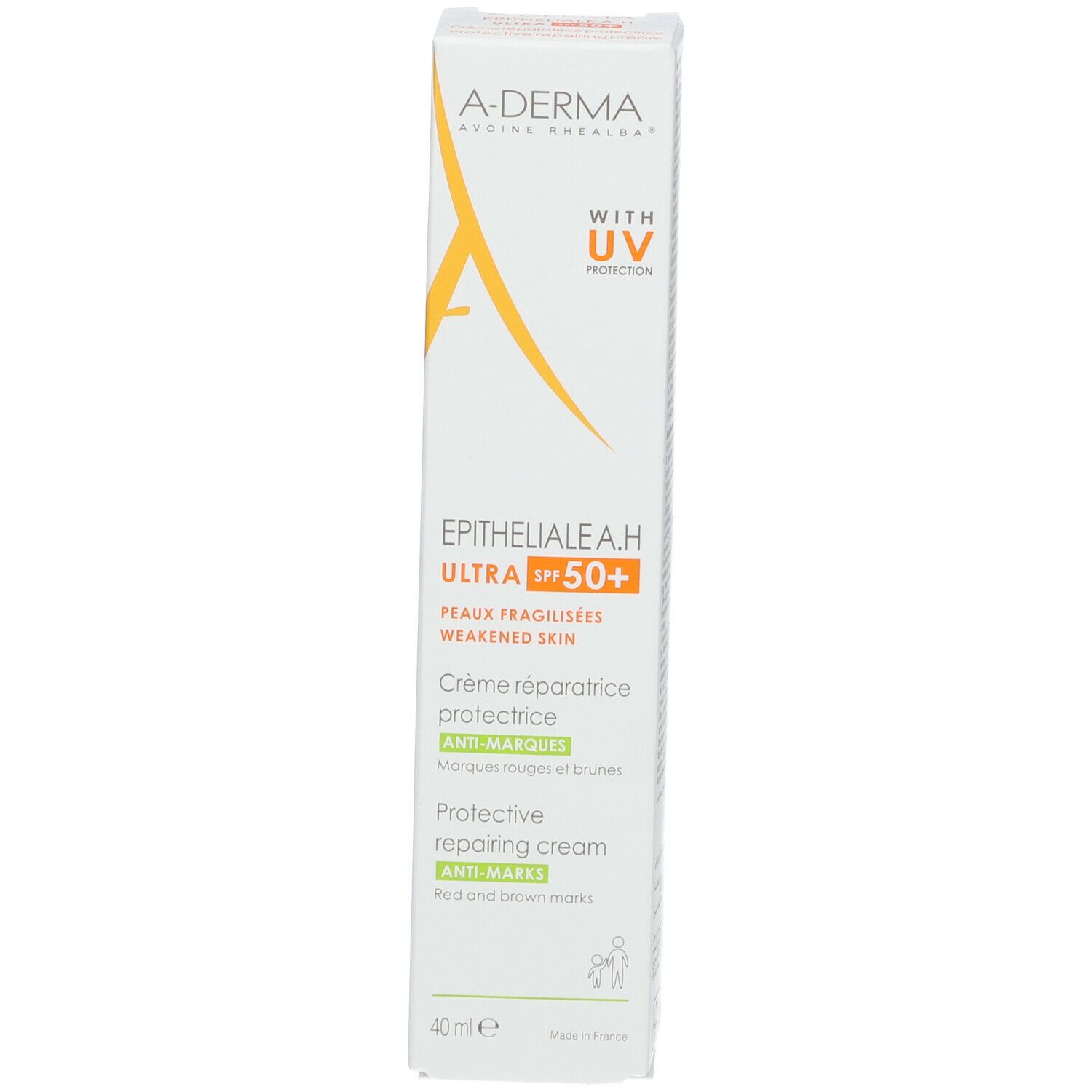 A-DERMA EPITHELIALE A.H ULTRA SPF50+ Crème réparatrice protectrice anti-marques