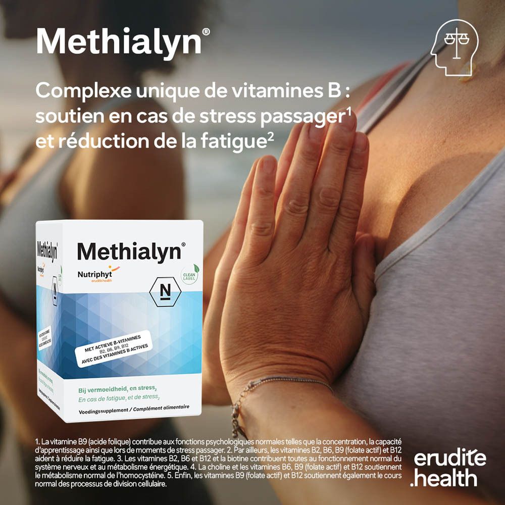 Verpackung von Methialyn mit B-Vitaminen, unterstützt bei Stress und Müdigkeit.