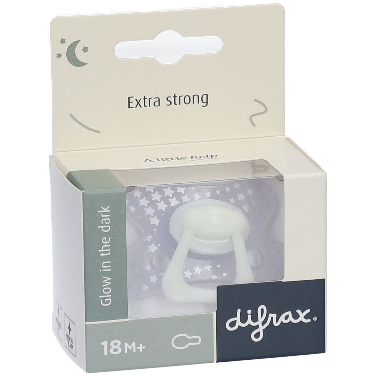 Difrax® Sucette Glow in the Dark Natural +20 Mois (Couleur non sélectionnable)