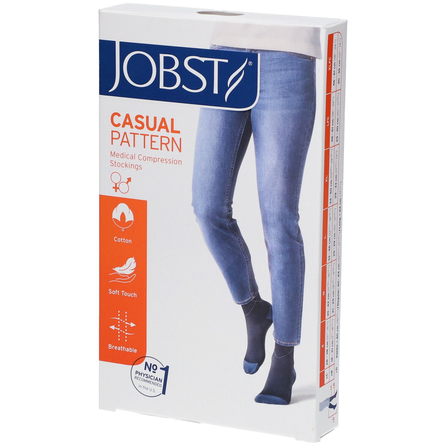 JOBST® Casual Pattern Chaussettes de compression 15-20 AD Extra Large Bleu