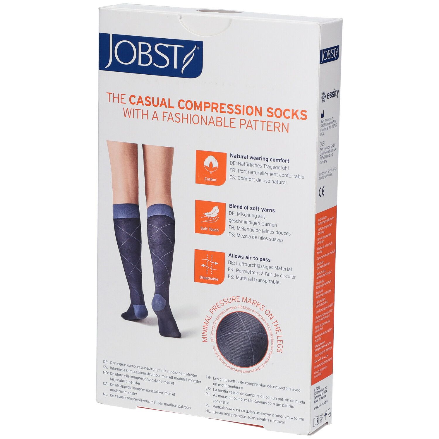 JOBST® Casual Pattern Chaussettes de compression 15-20 AD Extra Large Bleu