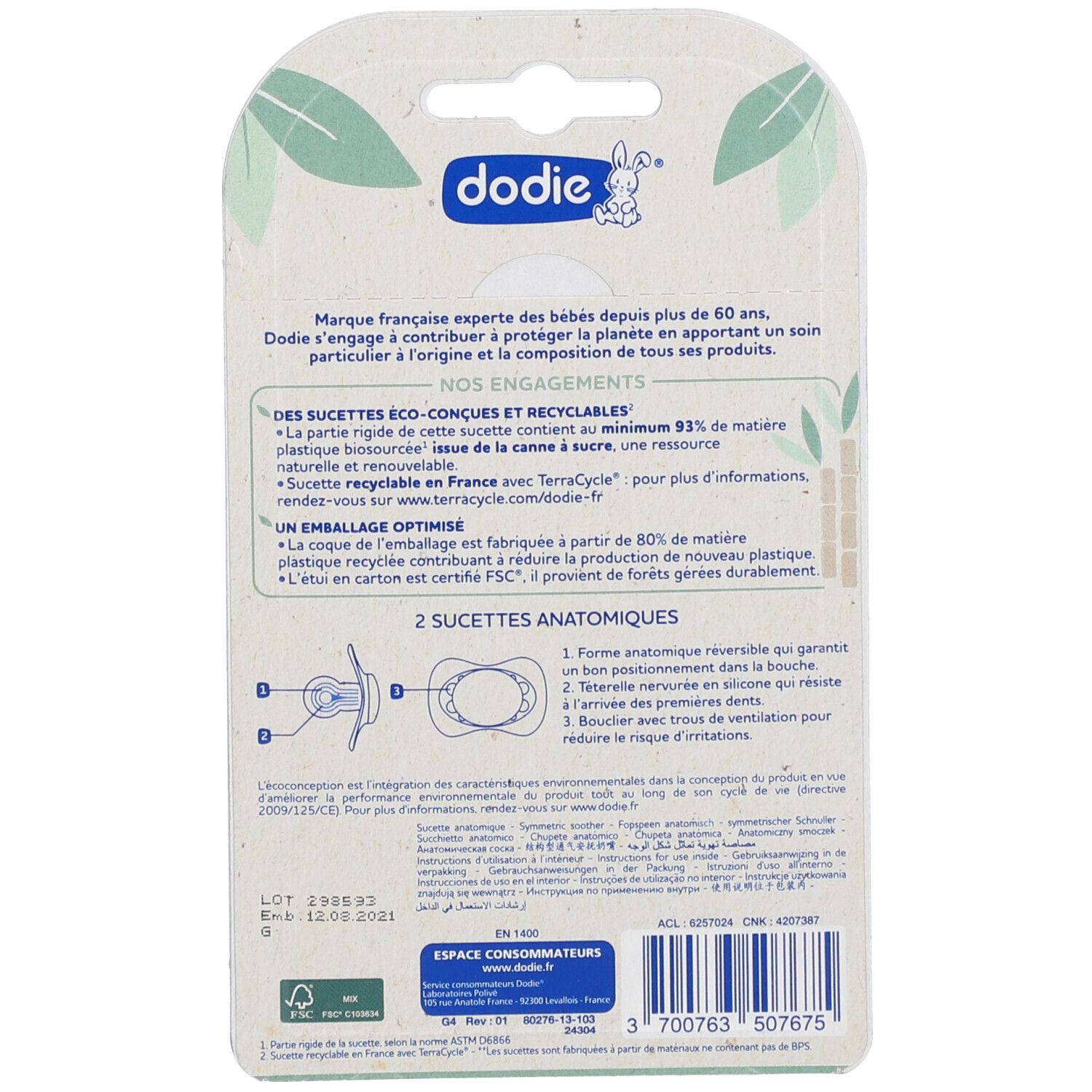 Dodie® Schnuller Duo Öko-Design Rosa - Blau +18 Monate