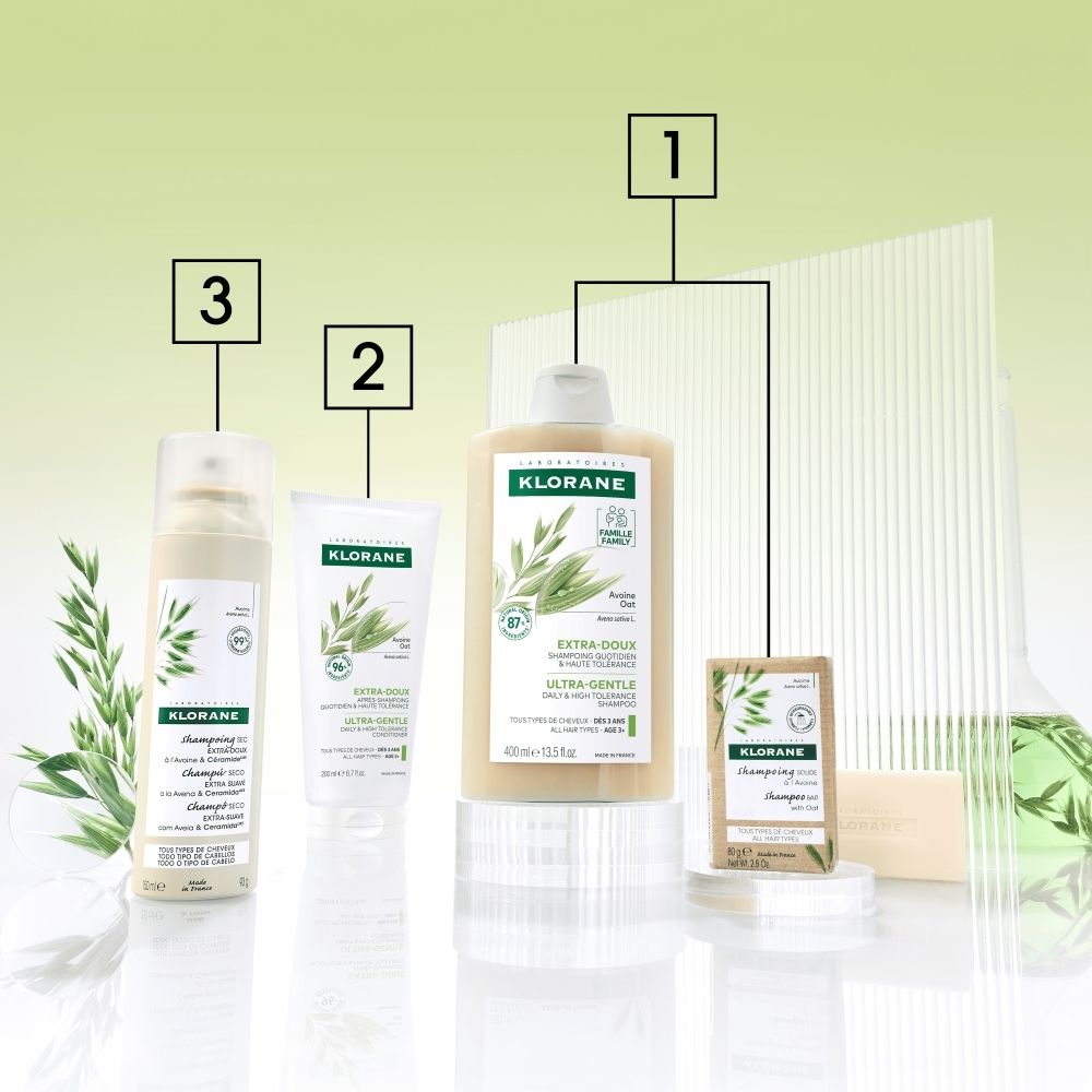 Tube de soin KLORANE à l'avoine, 200ml, "Ultra-Gentle" pour tous types de cheveux.