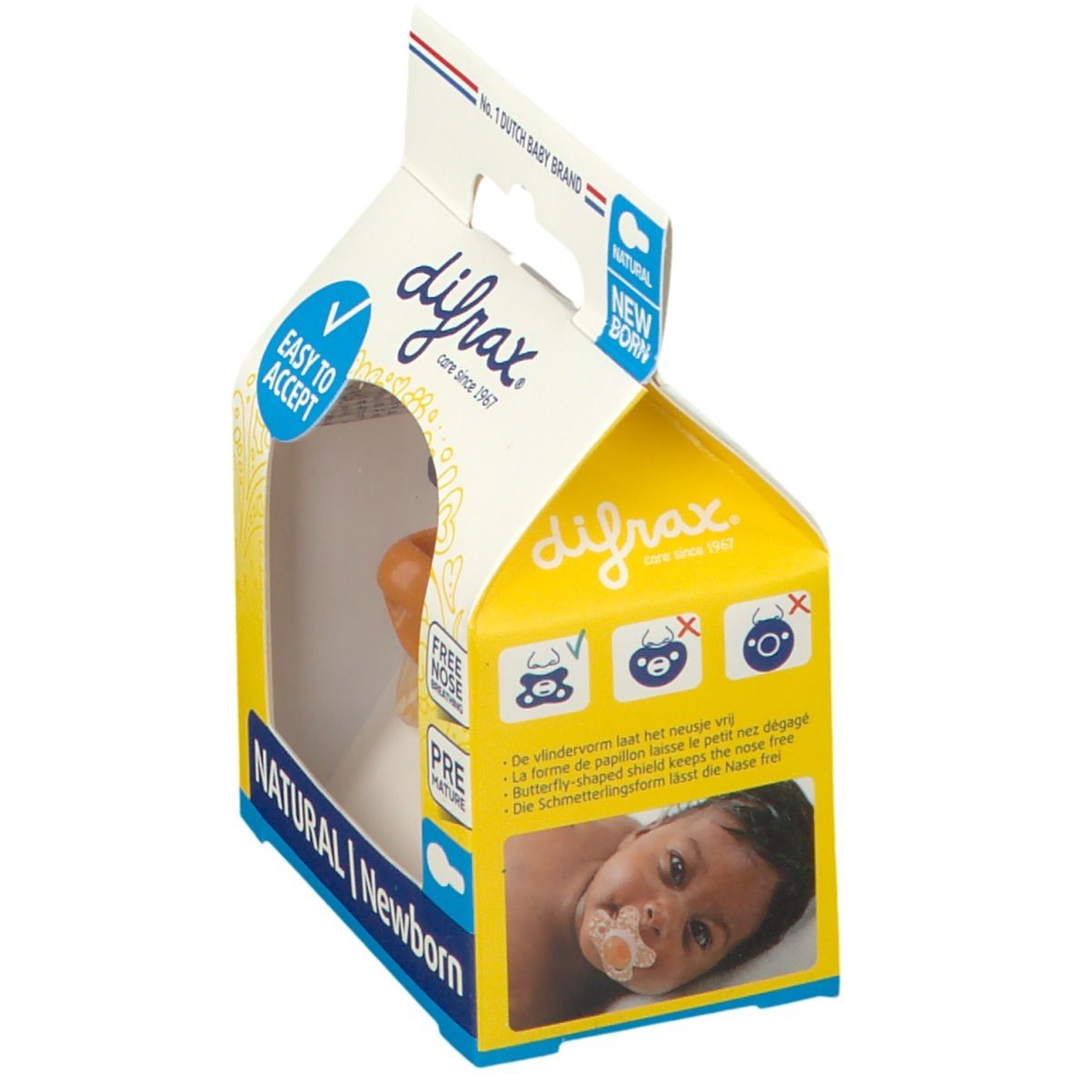 difrax® Sucette Natural Newborn Sunrise (Couleur non sélectionnable)
