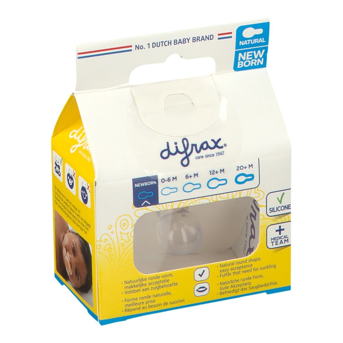 difrax® Sucette Natural Newborn Sunrise (Couleur non sélectionnable)