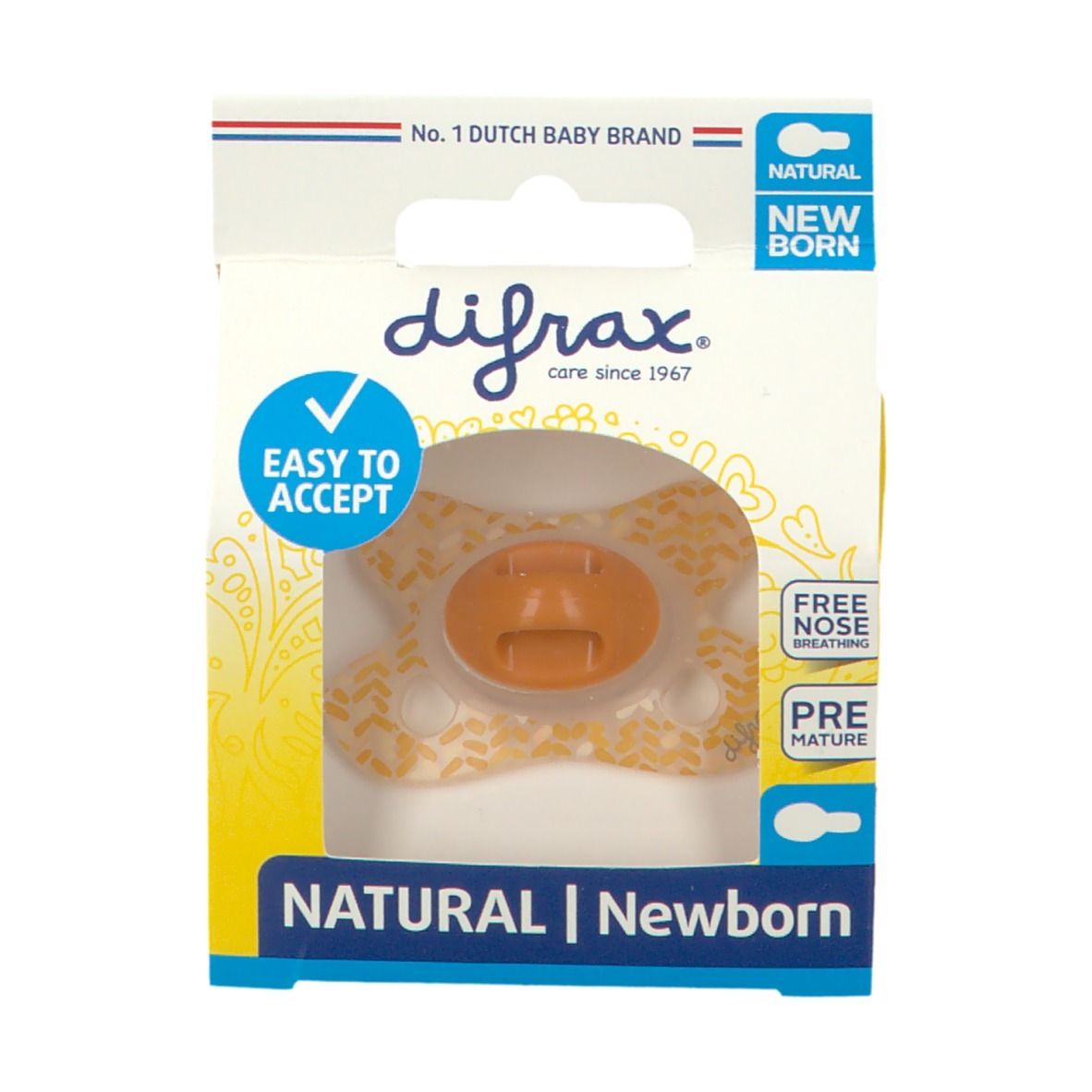 difrax® Sucette Natural Newborn Sunrise (Couleur non sélectionnable)