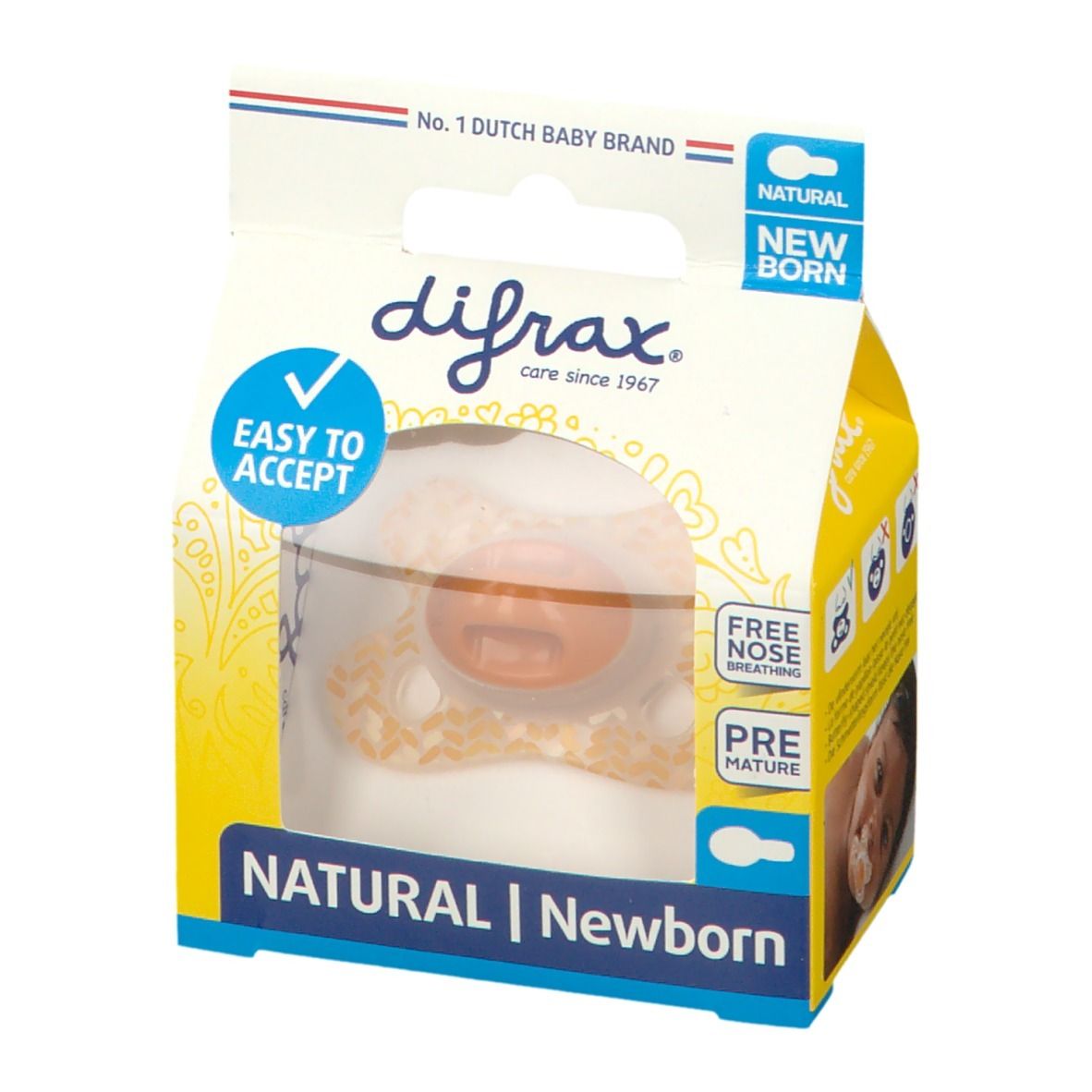 difrax® Sucette Natural Newborn Sunrise (Couleur non sélectionnable)