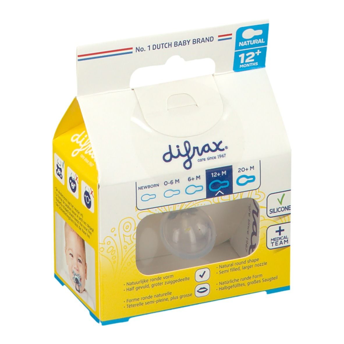 difrax® Sucette Natural +12 Mois - Rocks (Couleur non sélectionnable)