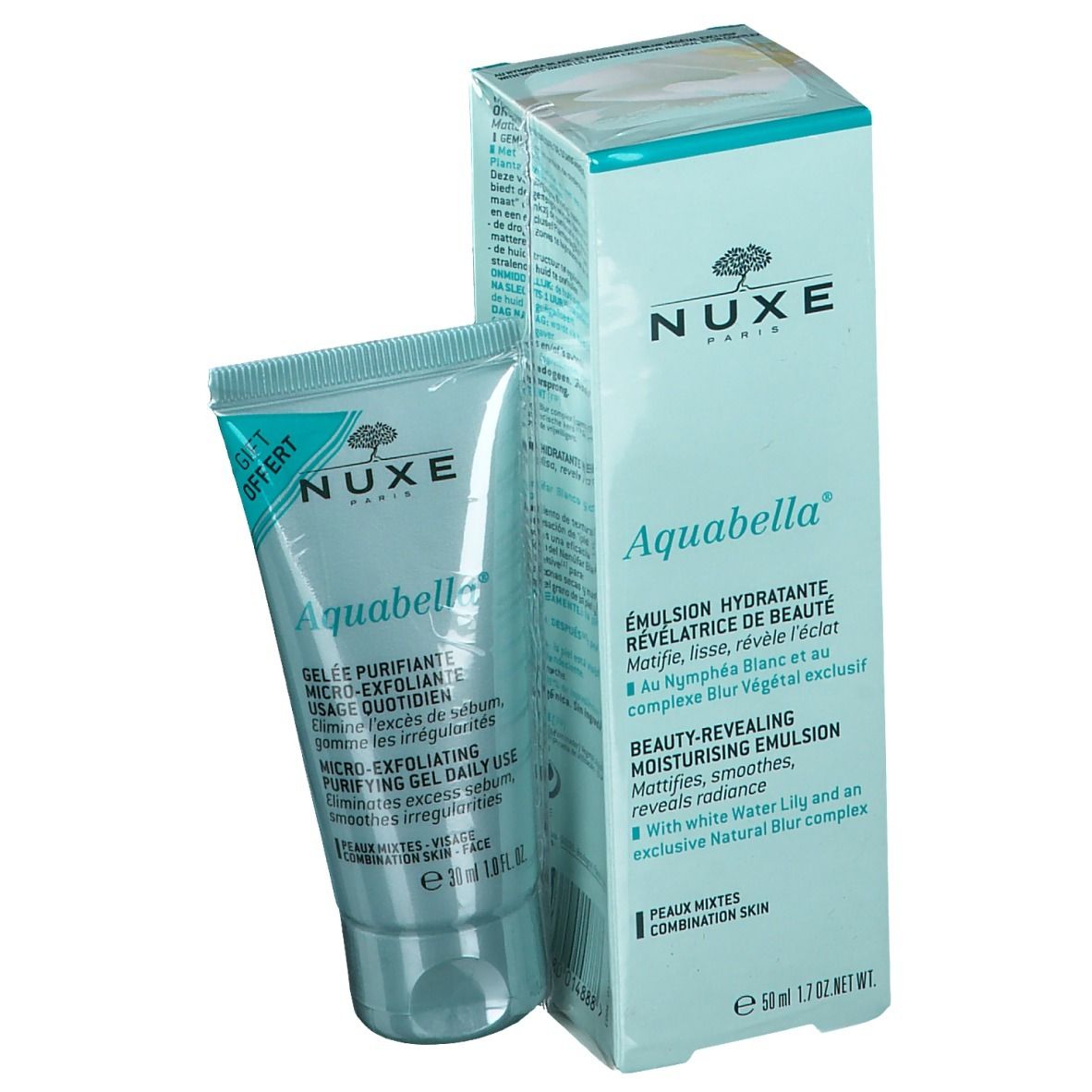 NUXE Aquabelle Feuchigkeitsspendende Emulsion + Klärendes Mikropeeling