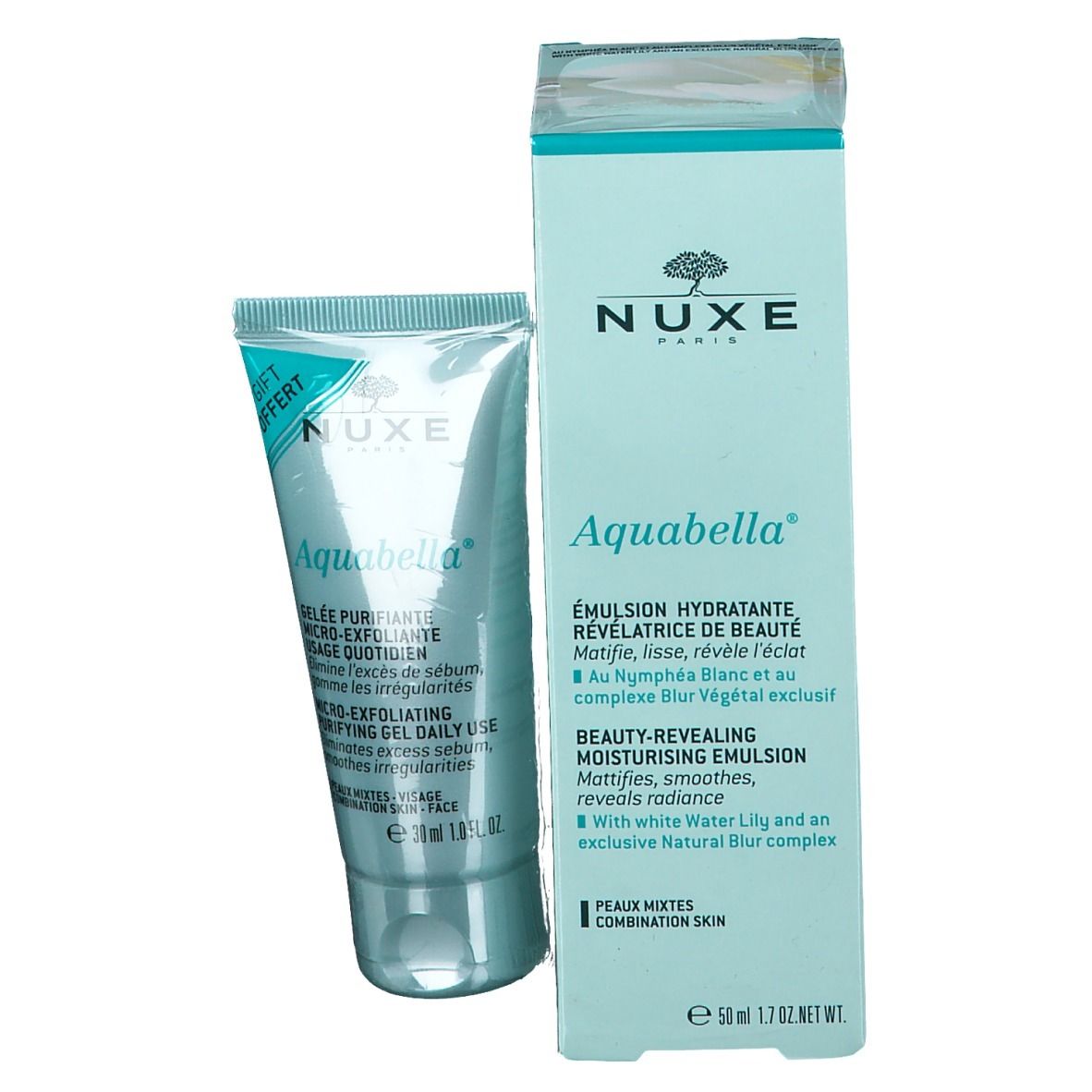 NUXE Aquabelle Feuchigkeitsspendende Emulsion + Klärendes Mikropeeling
