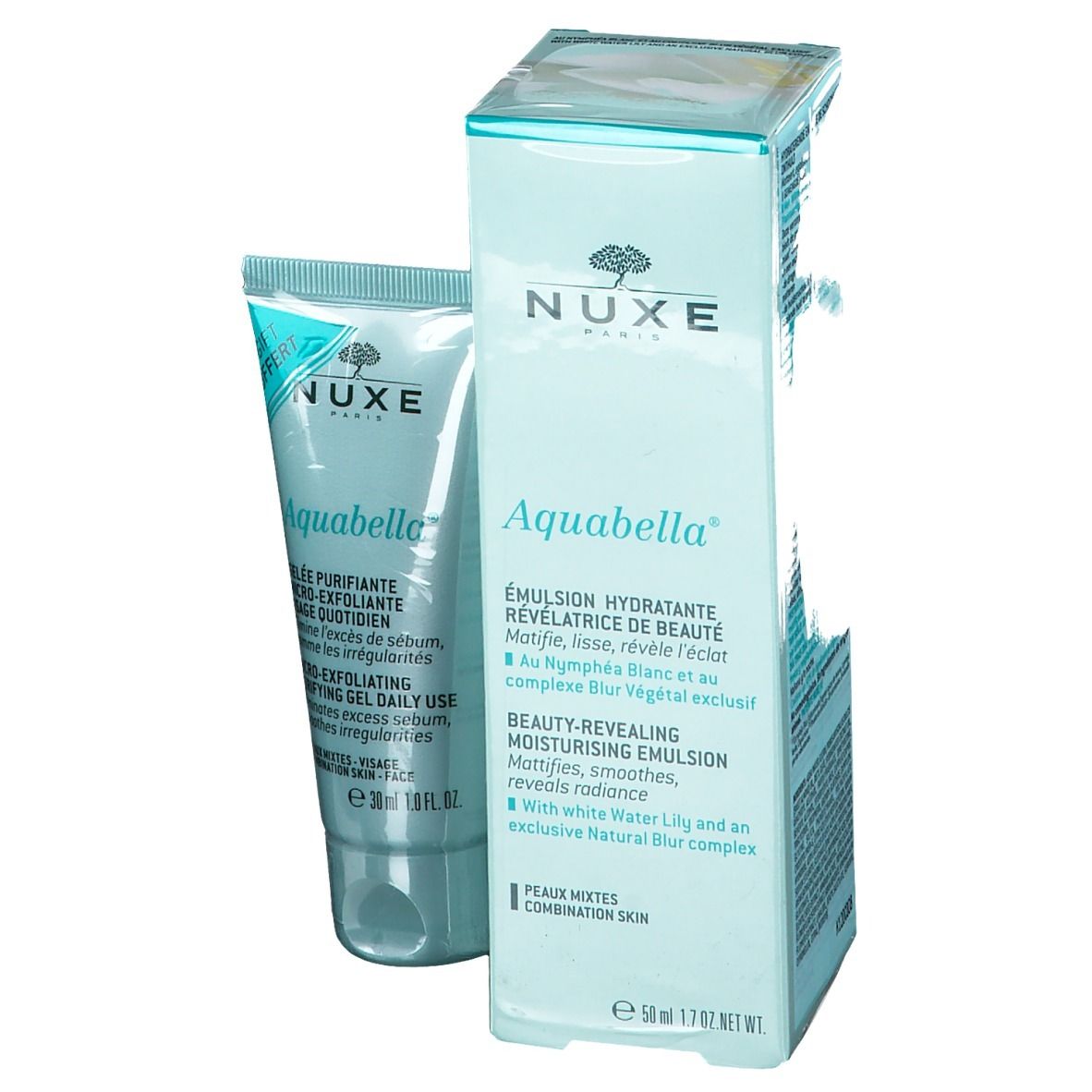 NUXE Aquabelle Feuchigkeitsspendende Emulsion + Klärendes Mikropeeling