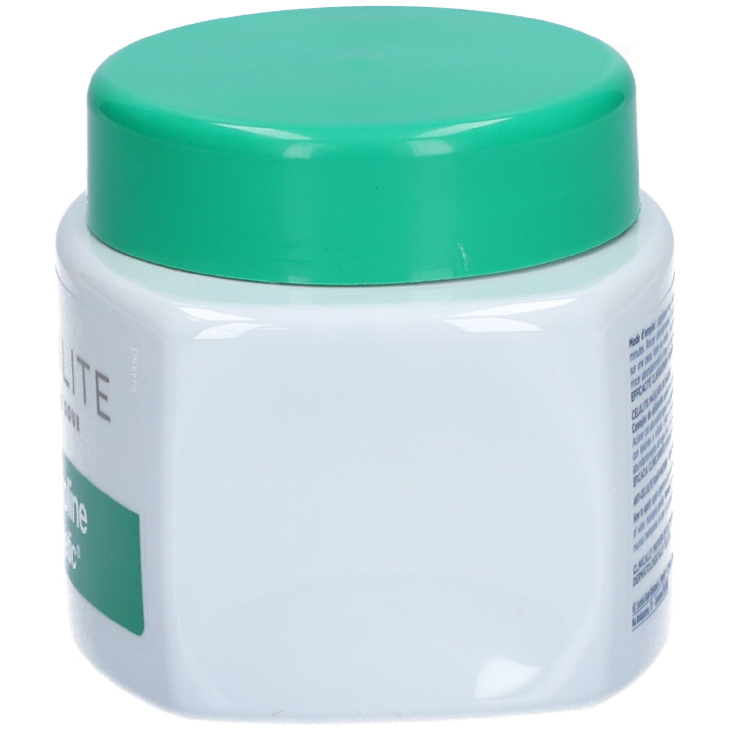 Weißer Tiegel mit grünem Deckel. Aufschrift CELLULITE MASQUE DE BOUE und Somatoline Cosmetic® auf grünem Feld.