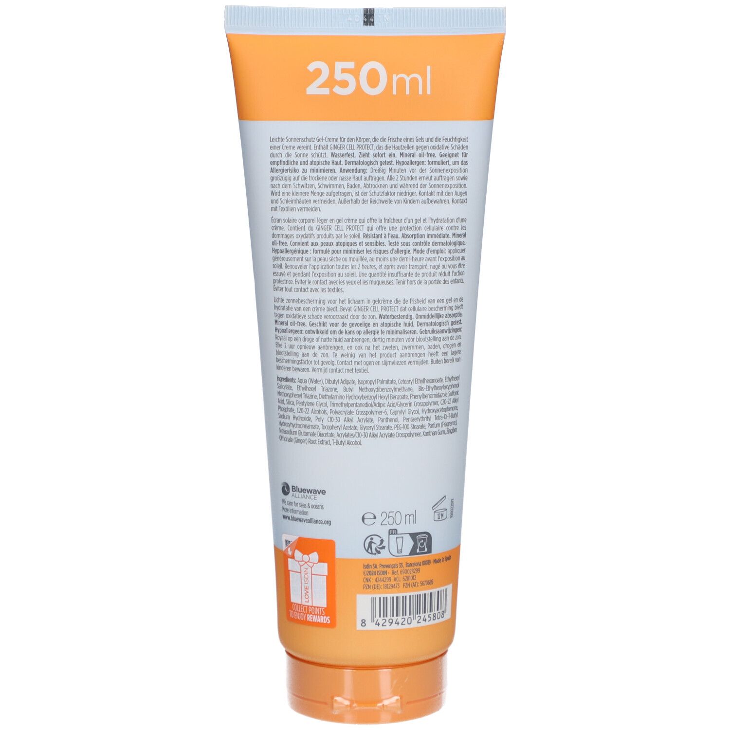 Verschiedene ISDIN-Sonnenschutzprodukte. Gel Cream, Lotion Spray, Hydro Lotion, Hydro Oil, etc. Auf Sand.