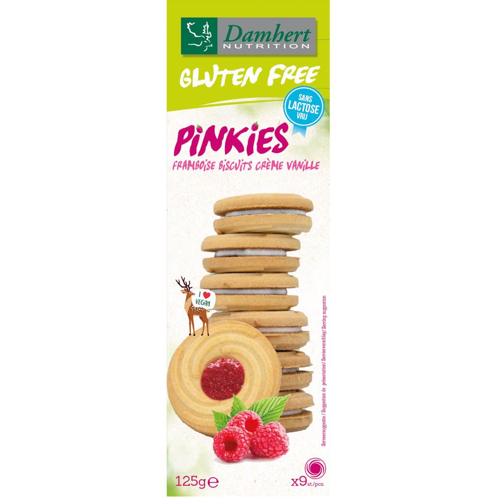 Damhert Gluten Free Pinkies Himbeer Vanillecreme-Kekse