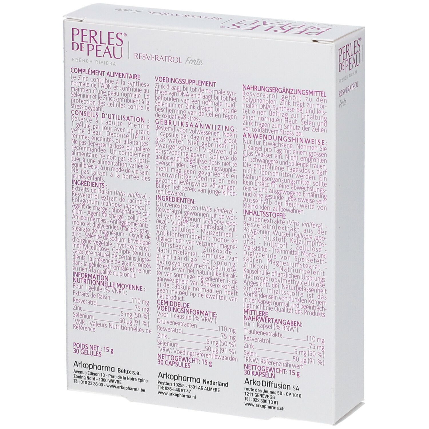 Arkopharma PERLES DE PEAU® RESVERATROL FORTE