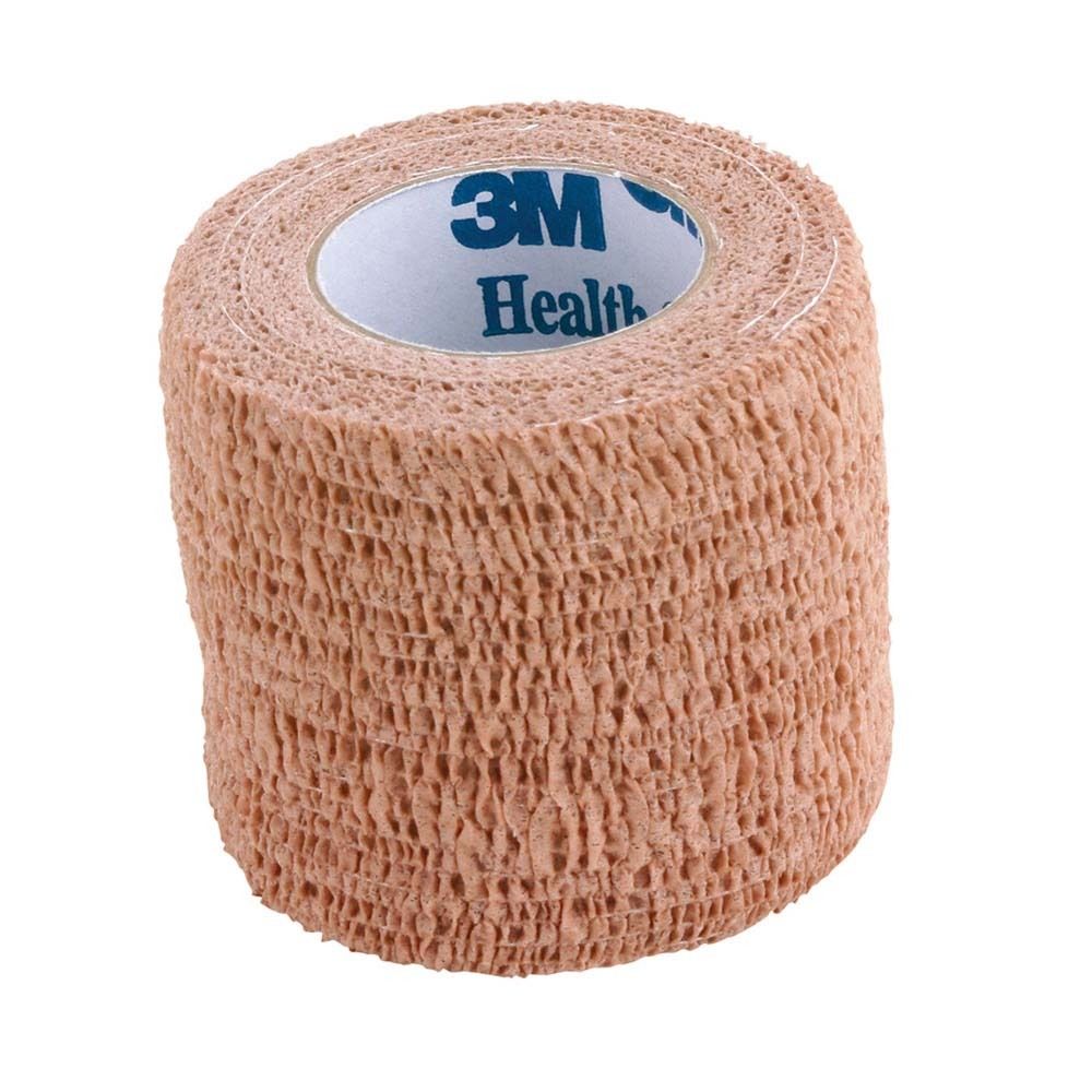 Nexcare Athletic Wrap. Beige, 5 cm x 2,3 m. Verpackung mit Tragegriff. Produktansicht.