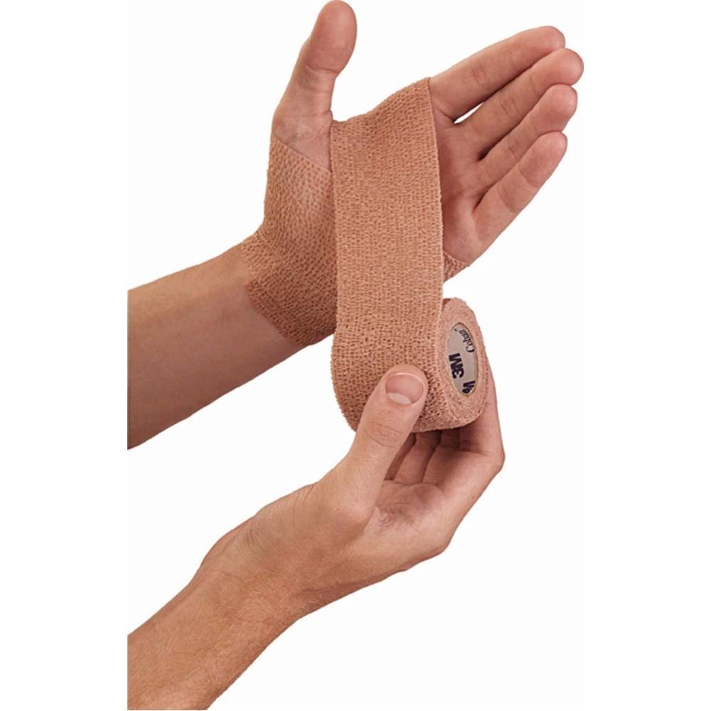 Nexcare Athletic Wrap. Beige, 5 cm x 2,3 m. Verpackung mit Tragegriff. Produktansicht.