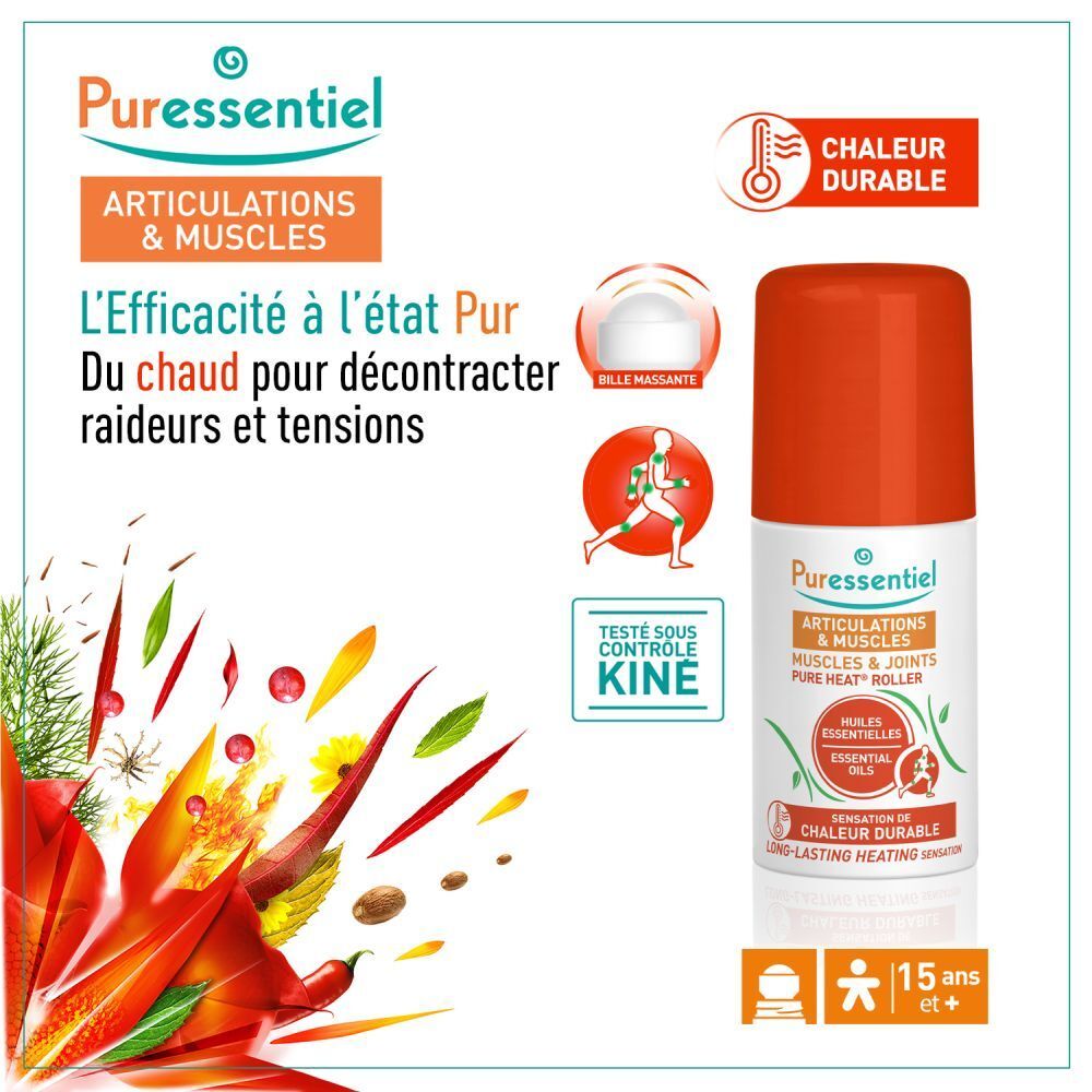 Puressentiel Roller für Gelenke und Muskeln mit 14 ätherischen Ölen und pflanzlichen Extrakten.