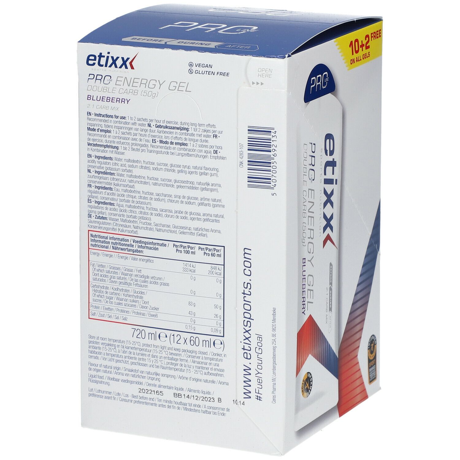 etixx Double Carb Energy Gel PRO LINE Heidelbeere