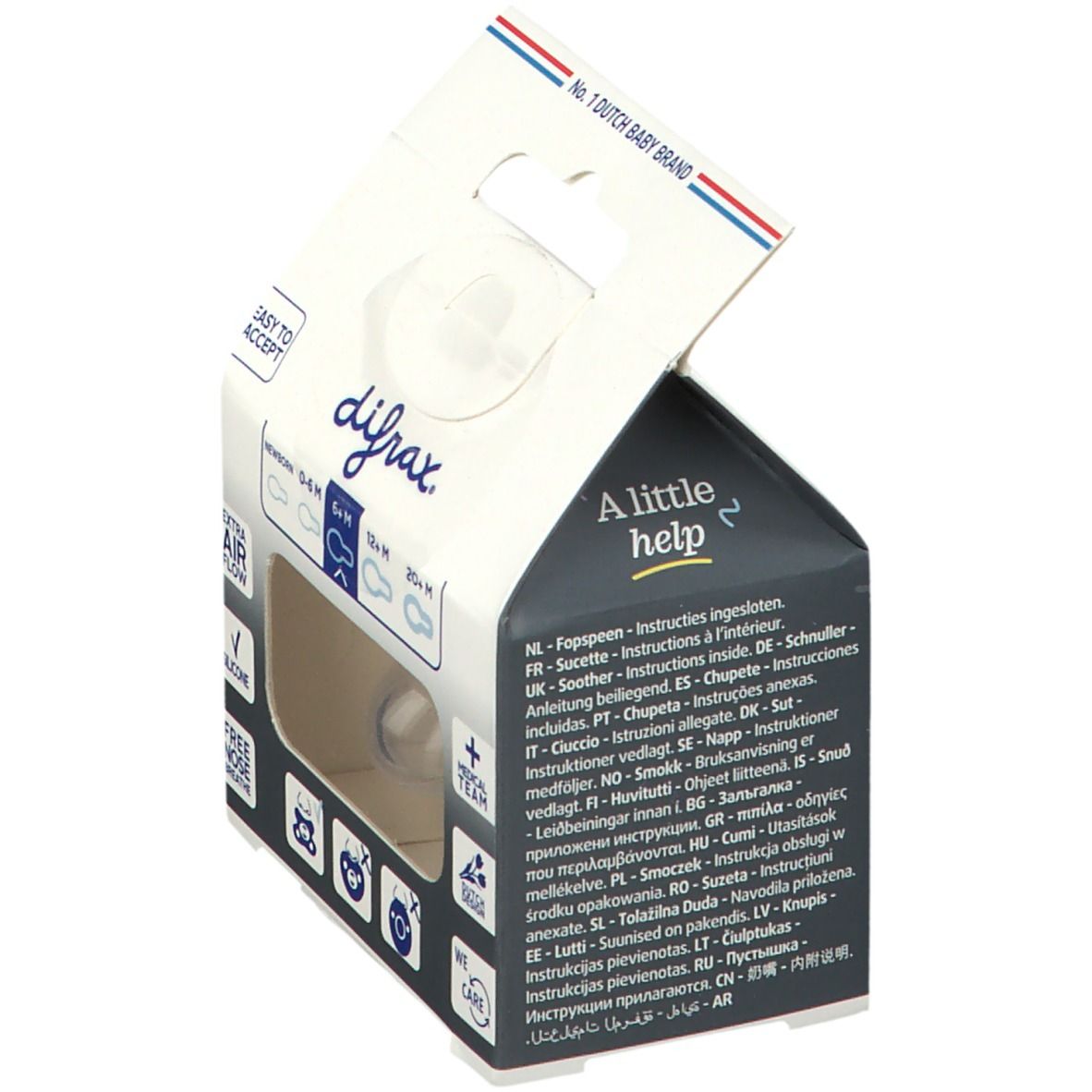 difrax® Sucette Natural Peach 6 Mois+ (Couleur non sélectionnable)